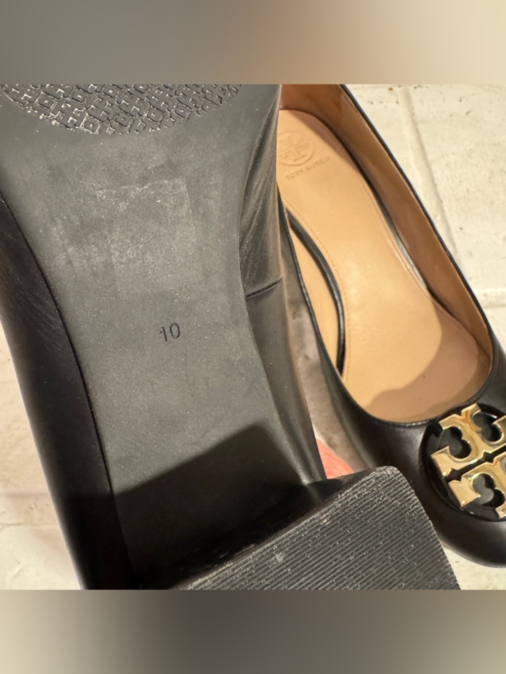 Tory Burch Black Leather Janey 50mm Block Heel Pumps - Size 10 - Picture 12 of 14